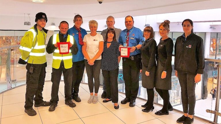 Staff and retailers put best foot forward for charity at The Mall - cropped Part of the team taking part in the charity walk from Blackburn to Clitheroe 2