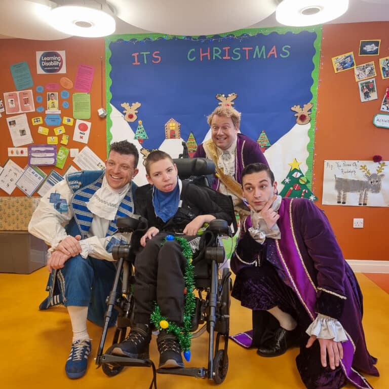 Oh yes they did! Blackburn Panto bring Christmas magic to Derian House - Conderella Cast 2 30 scaled