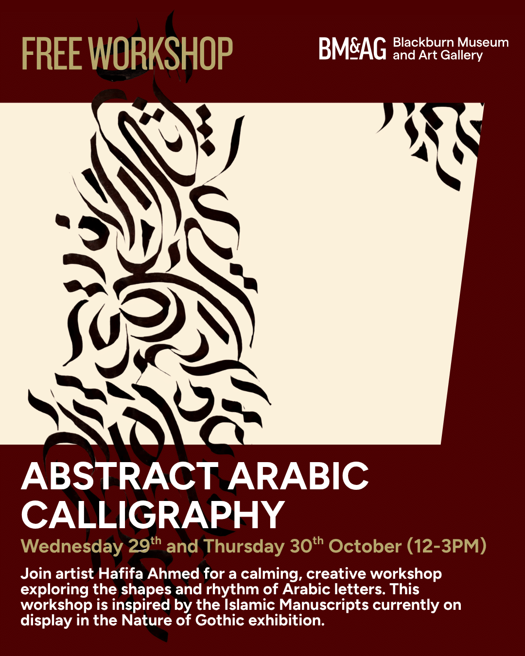 Abstract Arabic Calligraphy at Blackburn Museum & Art Gallery on 30 October 2025
