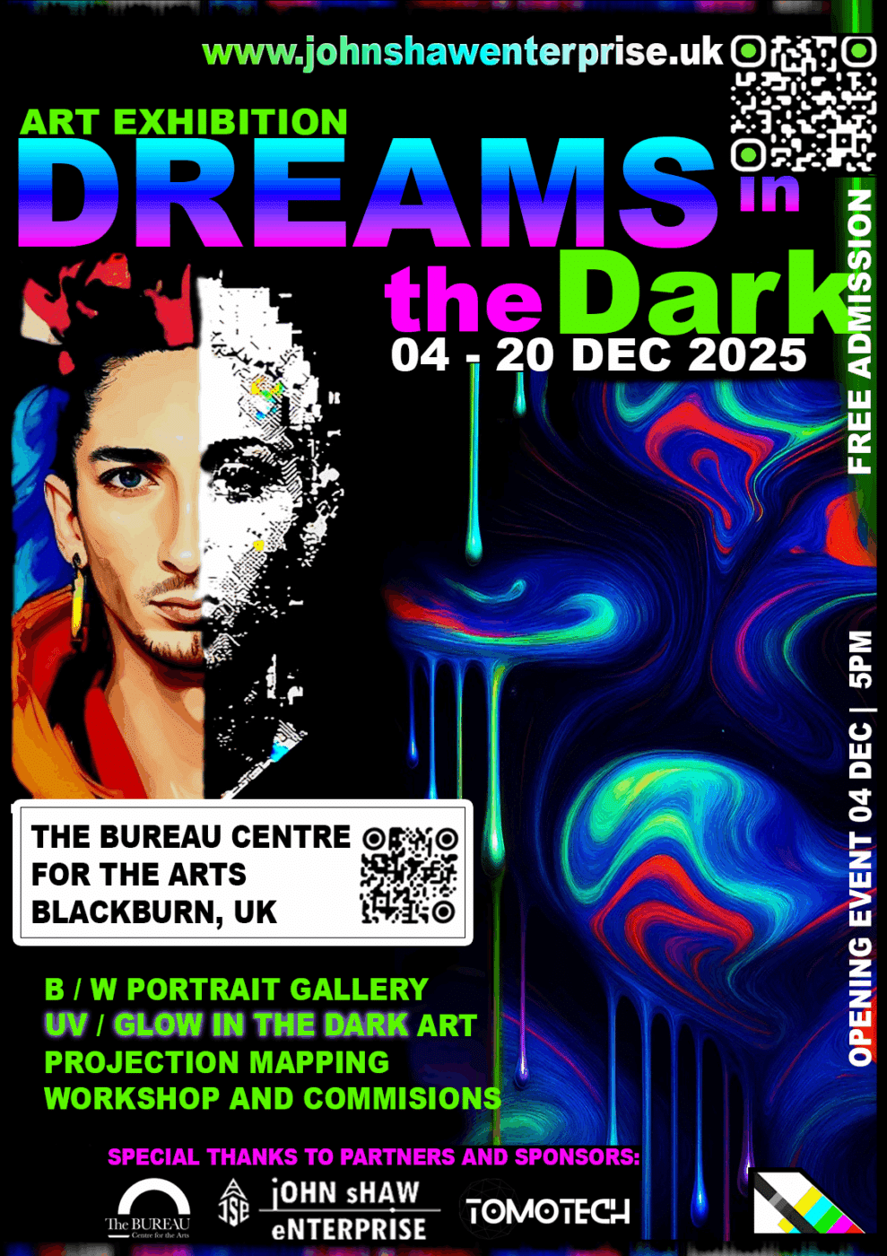 Exhibition Open Night  - Photography & Projection Mapping by John Shaw  - poster v6 LIVE