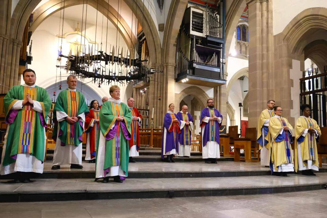 The new centenary vestments displayed at Blackburn Cathedral during the unveiling ceremony