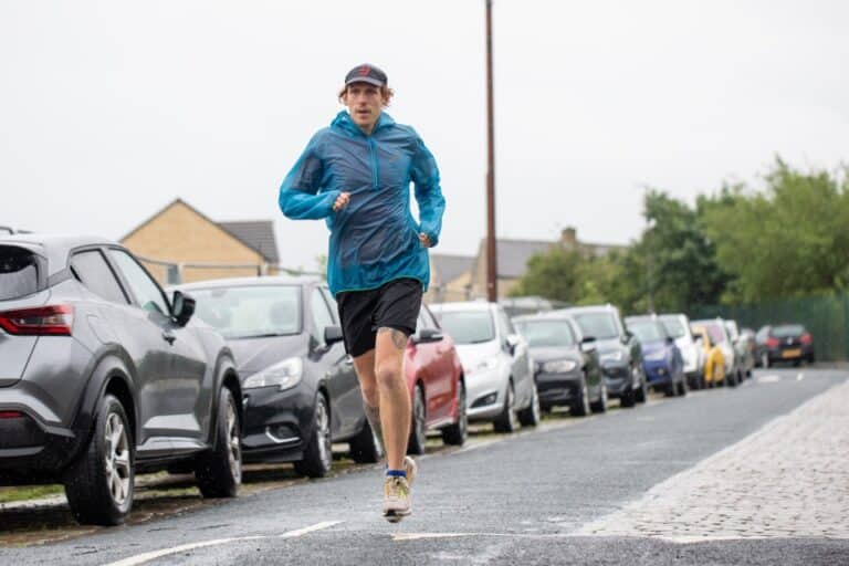 Man running on a road