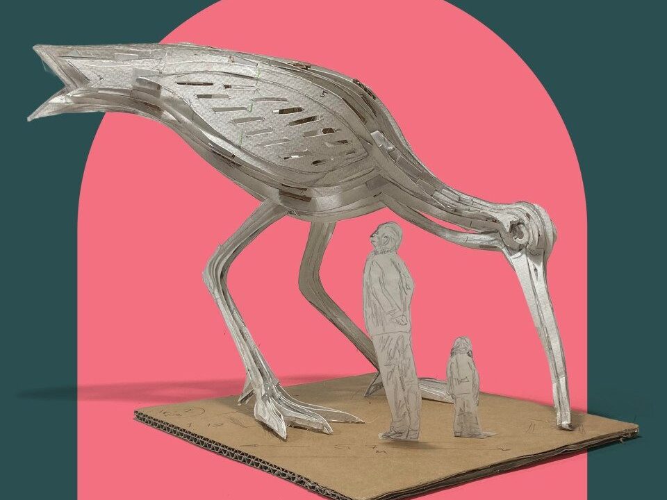 Proposed Curlew Calling sculpture artwork for Darwen Moor